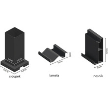 Ilustrácia stĺpika, lamely a nosníka s rozmermi