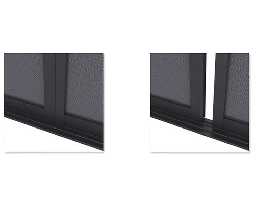 Detailný pohľad na dvere proti hmyzu s rámom a sieťou