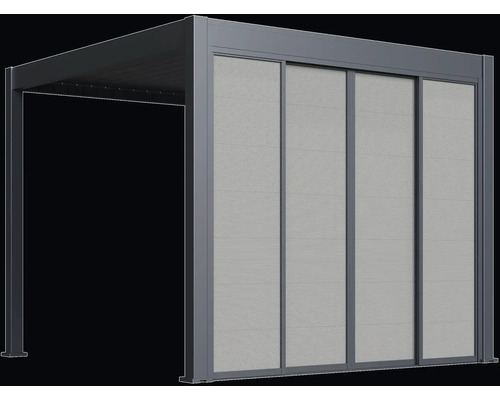 Pergola s lamelami a posuvnými prvkami