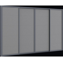 Skriňa s posuvnými dverami s vodorovne štruktúrovanými dverami