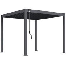Štvorcová záhradná pergola s kľukovým mechanizmom na ochranu proti slnku