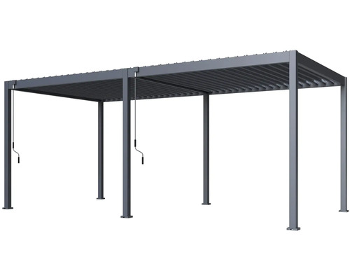 Voľne stojaca lamelová pergola s ručnou kľukou na nastavenie lamiel