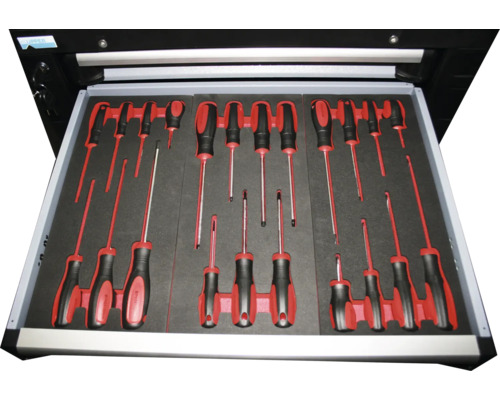 Zásuvka so skrutkovačmi v penovej vložke