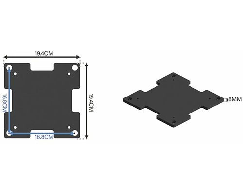 Montážna doska s rozmermi 19,4 x 19,4 centimetrov a 16,8 x 16,8 centimetrov