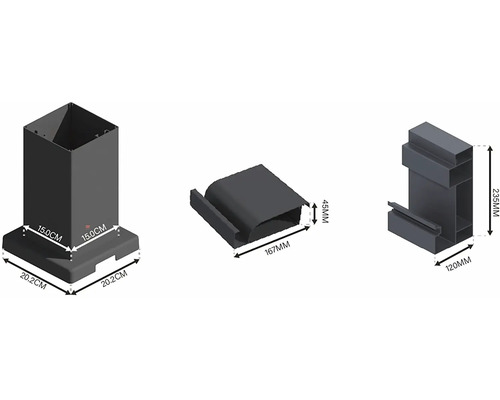 Obrázok produktu s rozmermi pre rôzne komponenty.
