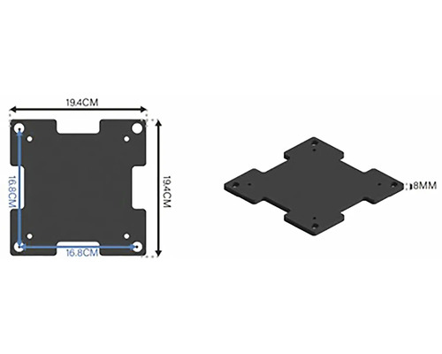 Montážna doska s rozmermi 19,4 x 19,4 cm a 16,8 x 16,8 cm