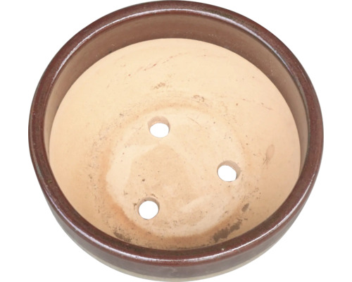 Okrúhla terakotová miska na rastliny s drenážnymi otvormi