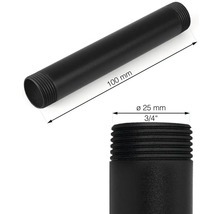 Čierna rúrka s priemerom 25 mm a dĺžkou 100 mm
