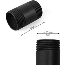 Čierny fitingový rúrkový diel, dĺžka 40 mm, priemer 25 mm