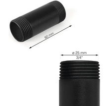 Čierna rúrková vsuvka, dĺžka 60 mm, priemer 25 mm