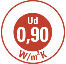 Symbol súčiniteľa prechodu tepla 0,90 W/m²K