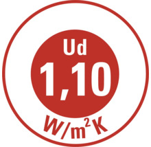 Symbol súčiniteľa prechodu tepla 1,10 W/m²K