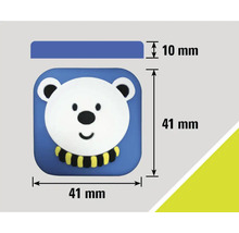 Rozmery nábytkového gombíka s motívom medveďa: 41 mm x 41 mm, hrúbka 10 mm
