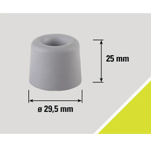 Sivý doraz dverí s rozmermi 25 mm výška a 29,5 mm priemer