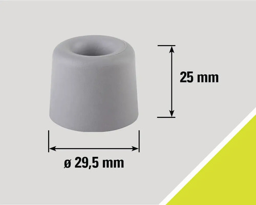 Sivý doraz dverí s rozmermi 25 mm výška a 29,5 mm priemer