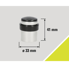 Kovový dverový doraz s rozmermi 41 mm výška a 33 mm priemer.