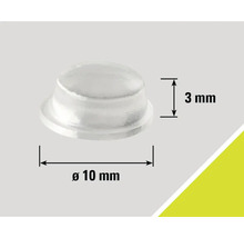 Nárazník s rozmermi 3 mm výška a 10 mm priemer