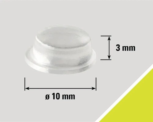 Nárazník s rozmermi 3 mm výška a 10 mm priemer