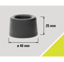 Sivý gumový dverový doraz s rozmermi 25 mm výška a 40 mm priemer
