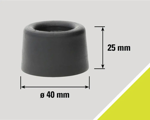 Sivý gumový dverový doraz s rozmermi 25 mm výška a 40 mm priemer