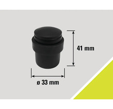 Čierna gumová dverová zarážka s rozmermi 41 mm na výšku a 33 mm v priemere