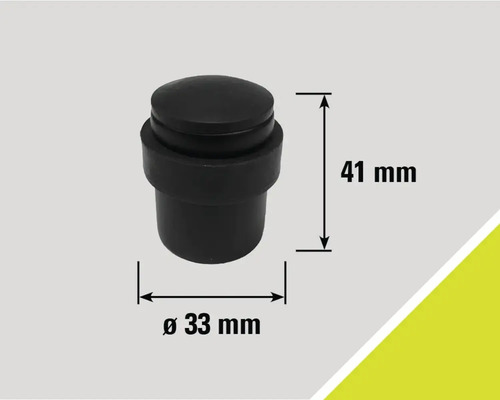Čierna gumová dverová zarážka s rozmermi 41 mm na výšku a 33 mm v priemere