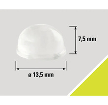 Polguľový klzák na nábytok s rozmermi 13,5 mm v priemere a 7,5 mm na výšku
