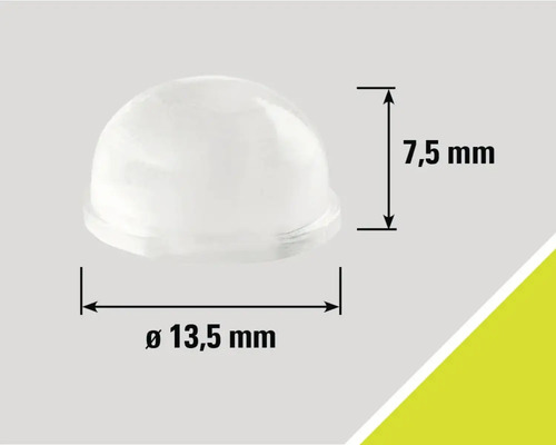 Polguľový klzák na nábytok s rozmermi 13,5 mm v priemere a 7,5 mm na výšku