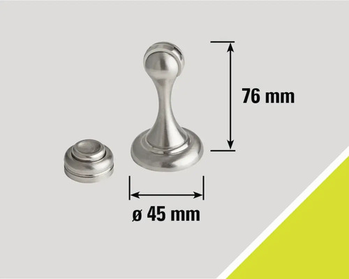 Kovový dverný doraz s rozmermi 76 mm výška a 45 mm priemer