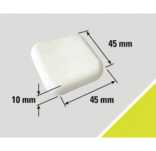 Štvorcový klzák na nábytok s rozmermi 45 x 45 x 10 mm