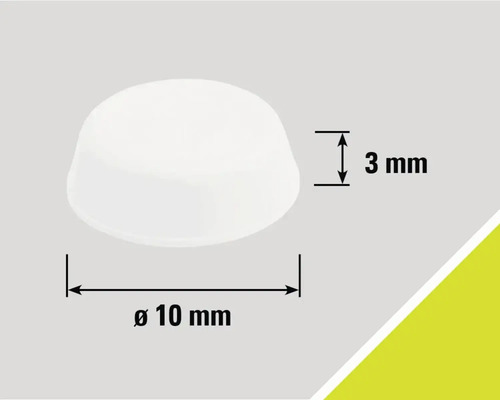 Biely klzák na nábytok s rozmermi 10 mm v priemere a 3 mm na výšku