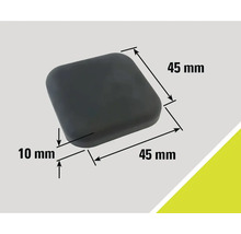 Čierny klzák na nábytok s rozmermi 45 mm x 45 mm x 10 mm