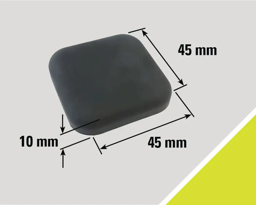 Čierny klzák na nábytok s rozmermi 45 mm x 45 mm x 10 mm