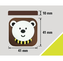 Rozmery dverovej zarážky s motívom medveďa: 41 mm x 41 mm x 10 mm