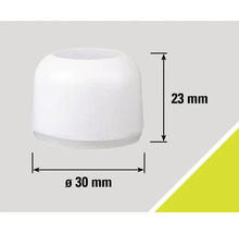 Plastový klzák na nábytok s rozmermi 30 mm v priemere a 23 mm na výšku