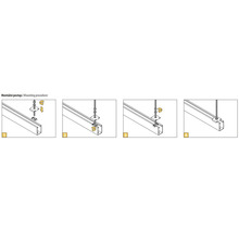 Návod na montáž nosnej lišty v štyroch krokoch.