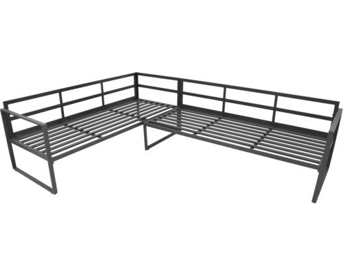 Rohová lavica na vonkajšie použitie s oceľovým rámom