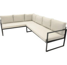 Rohová pohovka s polstrovanými podložkami pre vonkajšie použitie