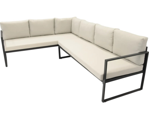 Rohová pohovka s polstrovanými podložkami pre vonkajšie použitie