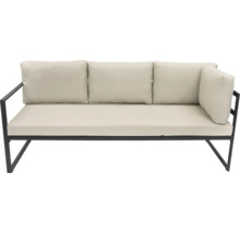 Vonkajšia pohovka s kovovým rámom a sedacími a opornými vankúšmi