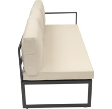 Záhradná sedačka s kovovým rámom a čalúnením