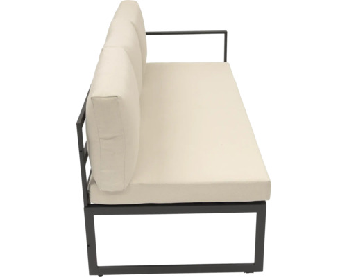 Záhradná sedačka s kovovým rámom a čalúnením