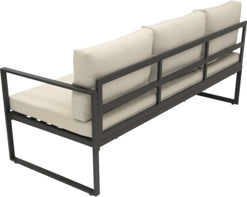 Záhradná sedacia súprava s tromi miestami na sedenie, kovovým rámom a čalúnením