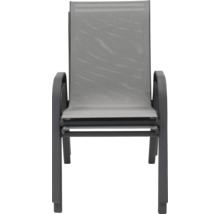 Stohovateľné sivé záhradné kreslo s opierkou