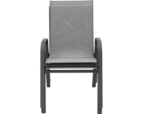 Stohovateľné sivé záhradné kreslo s opierkou