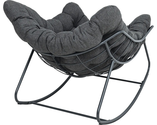 Hojdacie kreslo s kovovým rámom a čalúneným sedadlom