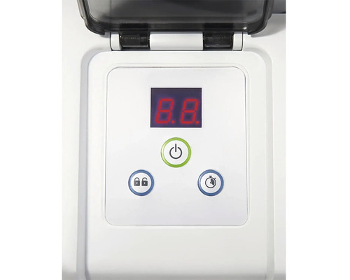 Ovládací panel s digitálnym displejom, tlačidlom zapnutia a vypnutia, detskou poistkou a funkciou časovača