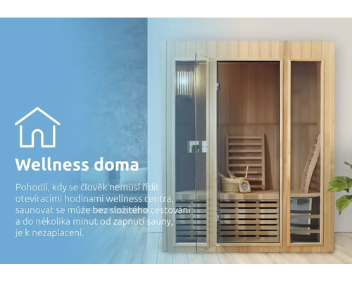 Vnútorná sauna s dreveným interiérom a sklenenými dverami