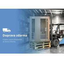 Doprava zdarma sauny na palete, prepravované vysokozdvižným vozíkom.