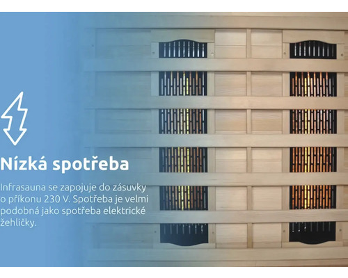 Infračervená sauna s nízkou spotrebou energie.